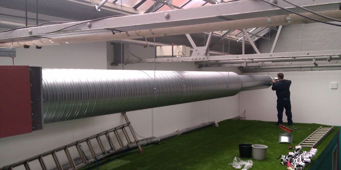 Suspended warm air heater installation