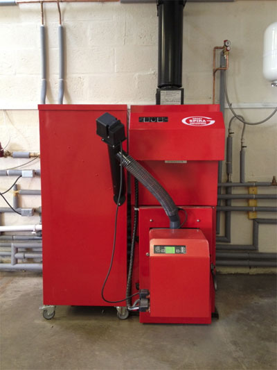 Wood pellet boiler installation